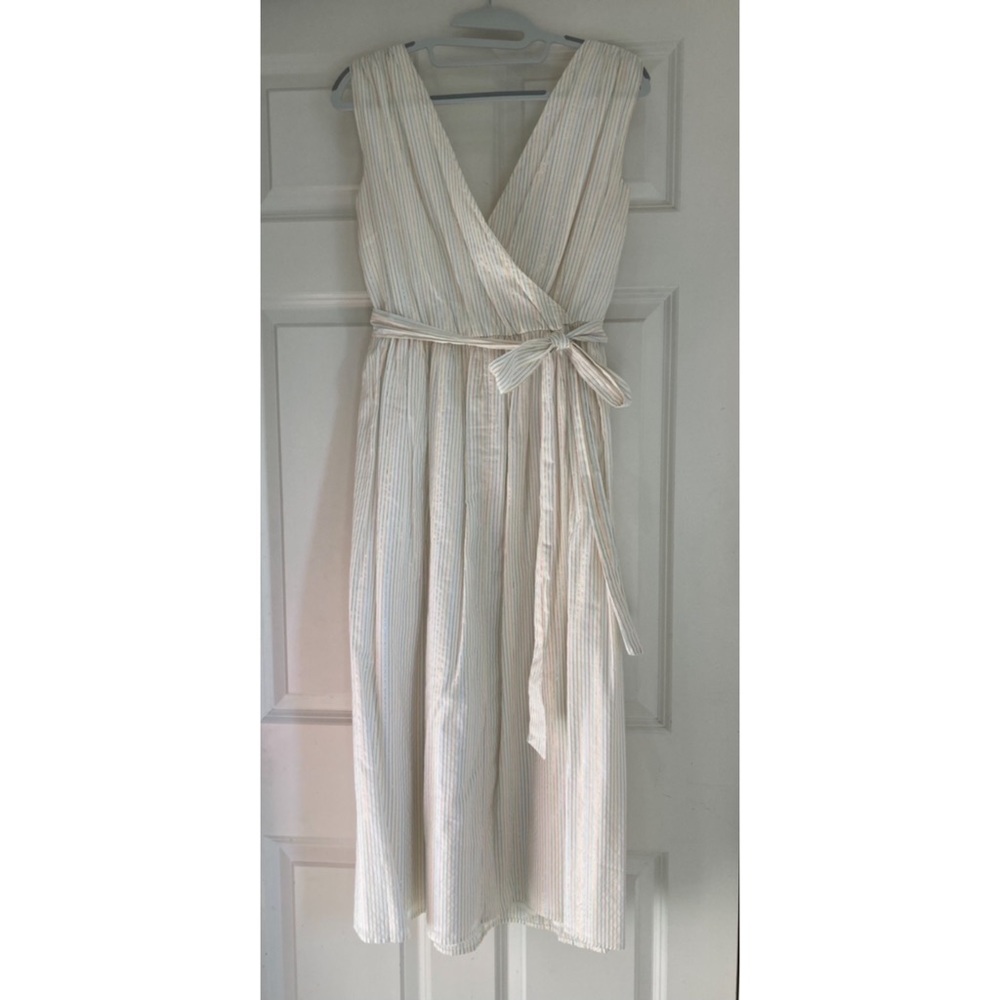 ModCloth Rainbow Metallic Pinstripe Midi Dress